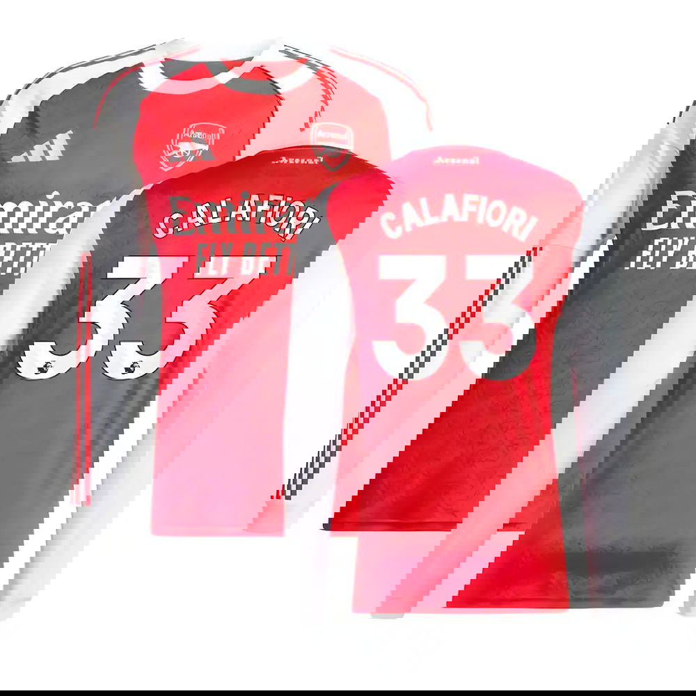 Jalkapallo Pelipaidat Arsenal Pitkähihainen CALAFIORI #33 Koti Peliasu 2025-2026