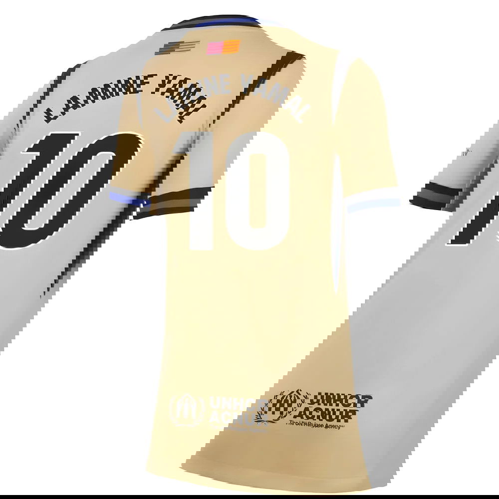 Jalkapallo Pelipaidat FC Barcelona Naisten LAMINE YAMAL #10 Vieras Peliasu 2025-2026