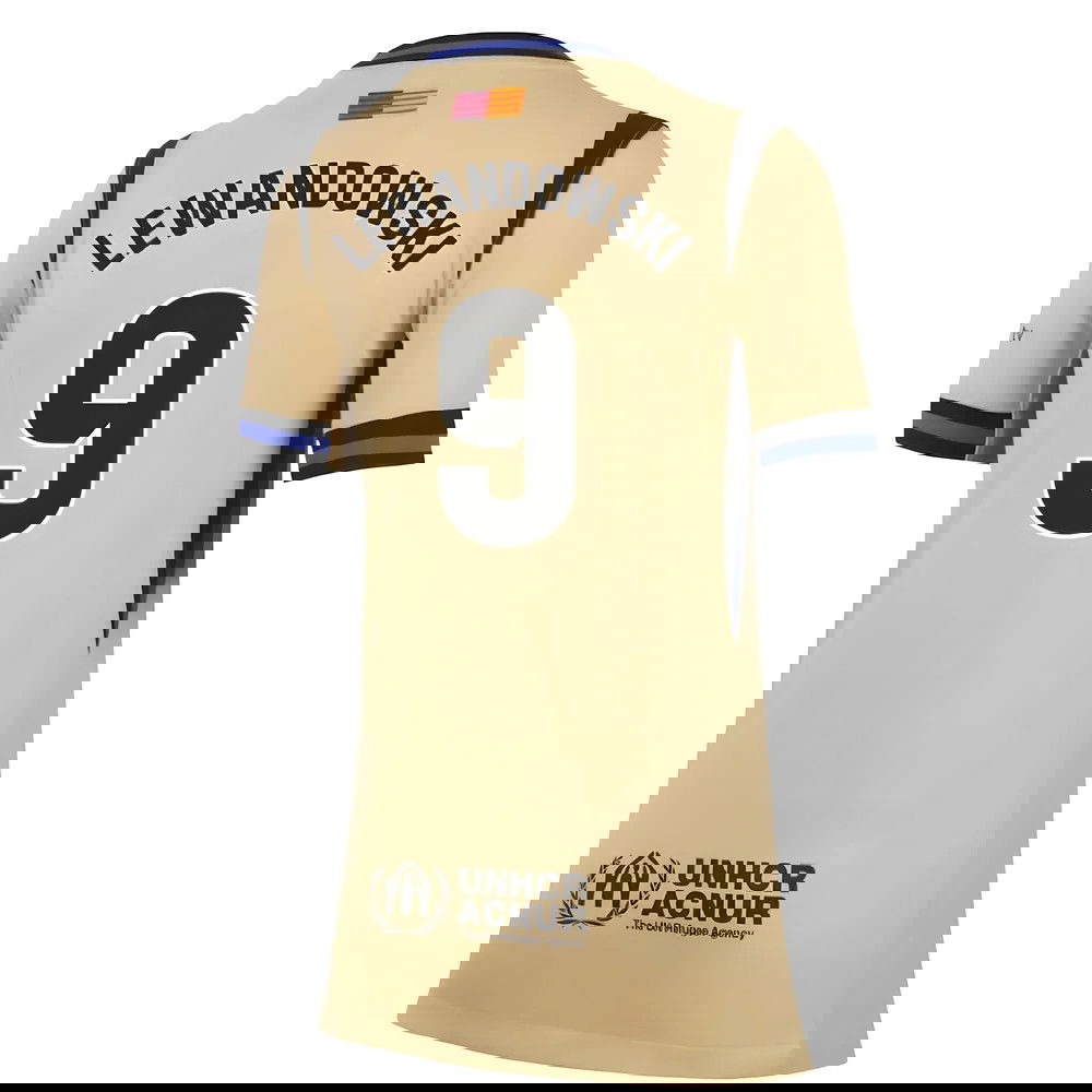 Jalkapallo Pelipaidat FC Barcelona Naisten LEWANDOWSKI #9 Vieras Peliasu 2025-2026