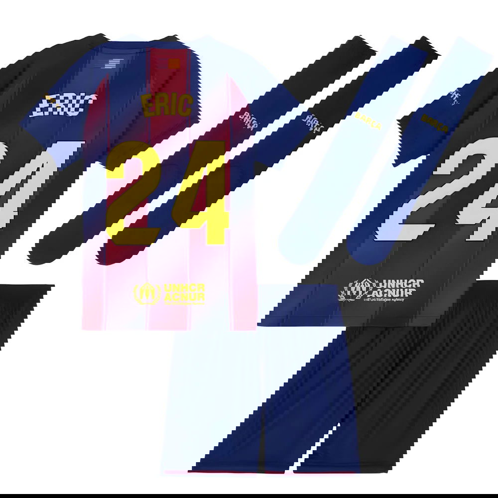 Jalkapallo Pelipaidat FC Barcelona Lasten ERIC #24 Koti Peliasu 2025-2026