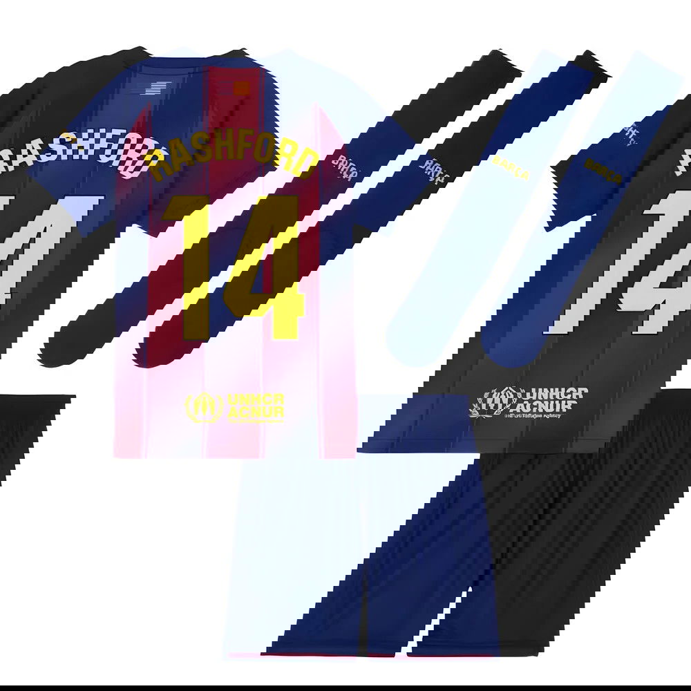 Jalkapallo Pelipaidat FC Barcelona Lasten RASHFORD #14 Koti Peliasu 2025-2026