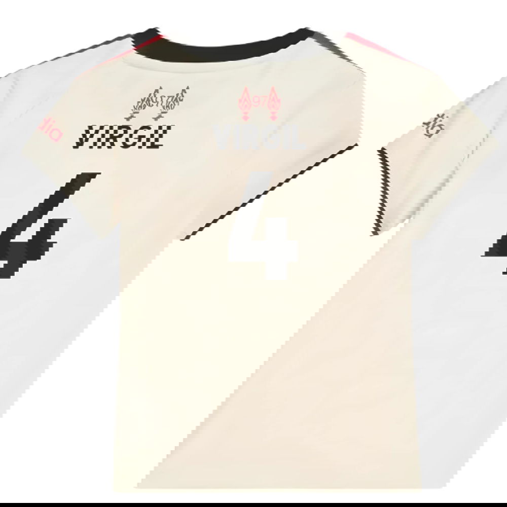 Jalkapallo Pelipaidat Liverpool Lasten VIRGIL #4 Vieras Peliasu 2025-2026