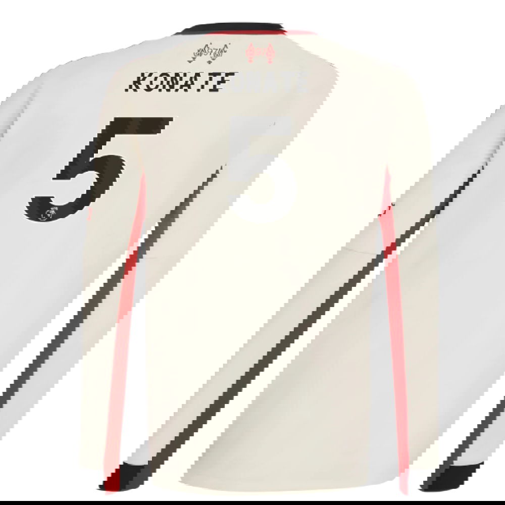 Jalkapallo Pelipaidat Liverpool Pitkähihainen KONATE #5 Vieras Peliasu 2025-2026