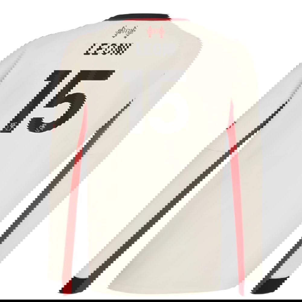 Jalkapallo Pelipaidat Liverpool Pitkähihainen LEONI #15 Vieras Peliasu 2025-2026