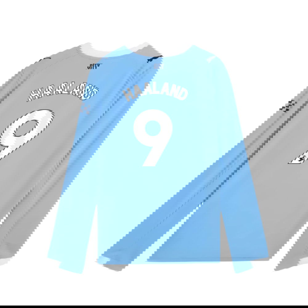 Jalkapallo Pelipaidat Manchester City Pitkähihainen HAALAND #9 Koti Peliasu 2025-2026