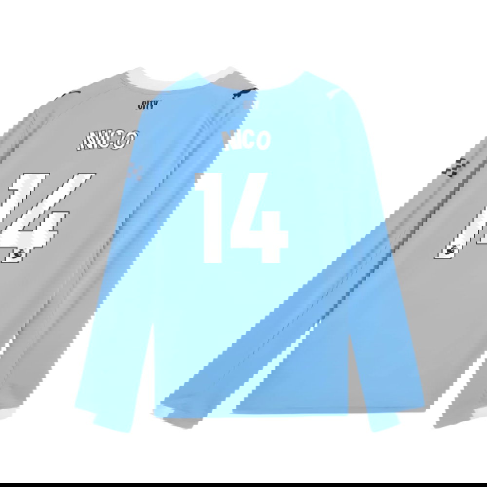 Jalkapallo Pelipaidat Manchester City Pitkähihainen NICO #14 Koti Peliasu 2025-2026