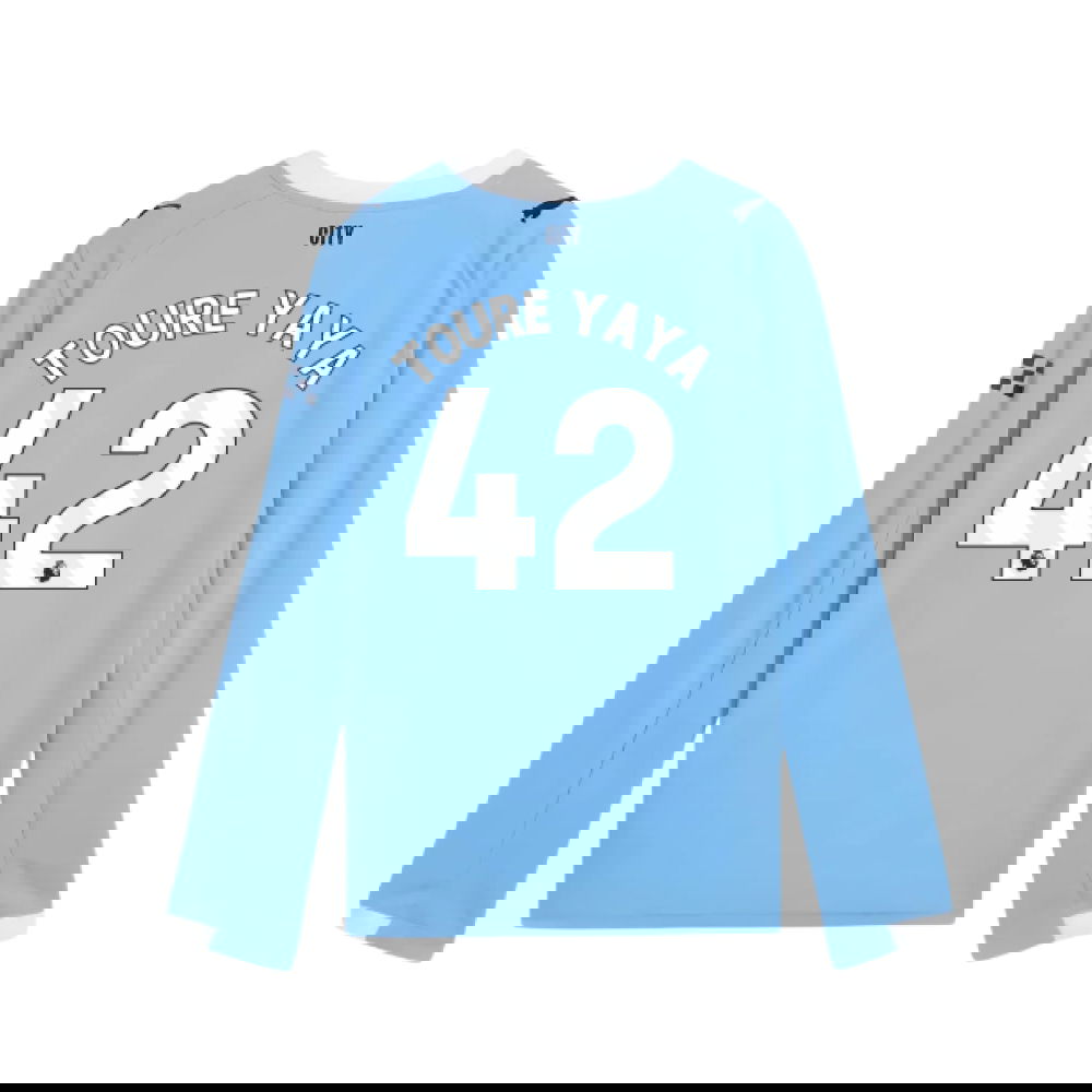 Jalkapallo Pelipaidat Manchester City Pitkähihainen TOURE YAYA #42 Koti Peliasu 2025-2026