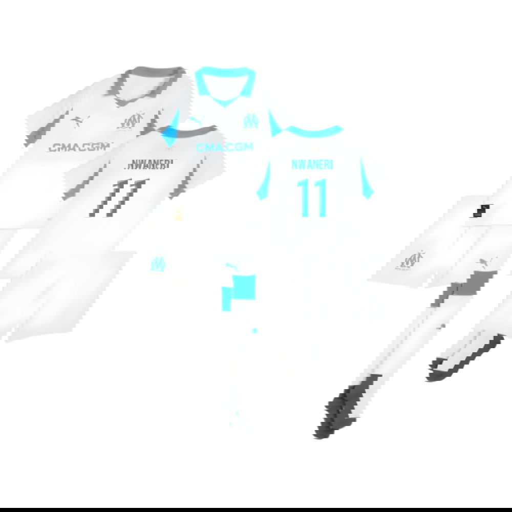 Jalkapallo Pelipaidat Olympique de Marseille Lasten NWANERI #11 Koti Peliasu 2025-2026