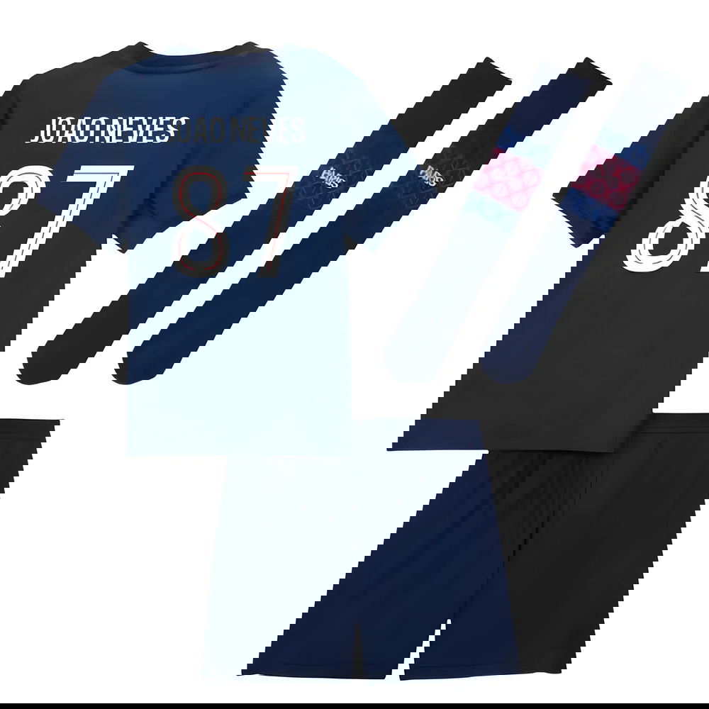 Jalkapallo Pelipaidat Paris Saint Germain PSG Lasten JOAO NEVES #87 Koti Peliasu 2025-2026