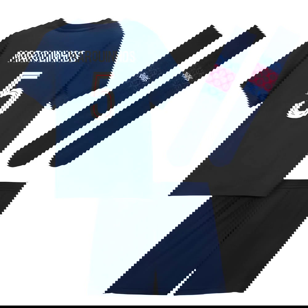 Jalkapallo Pelipaidat Paris Saint Germain PSG Lasten MARQUINHOS #5 Koti Peliasu 2025-2026