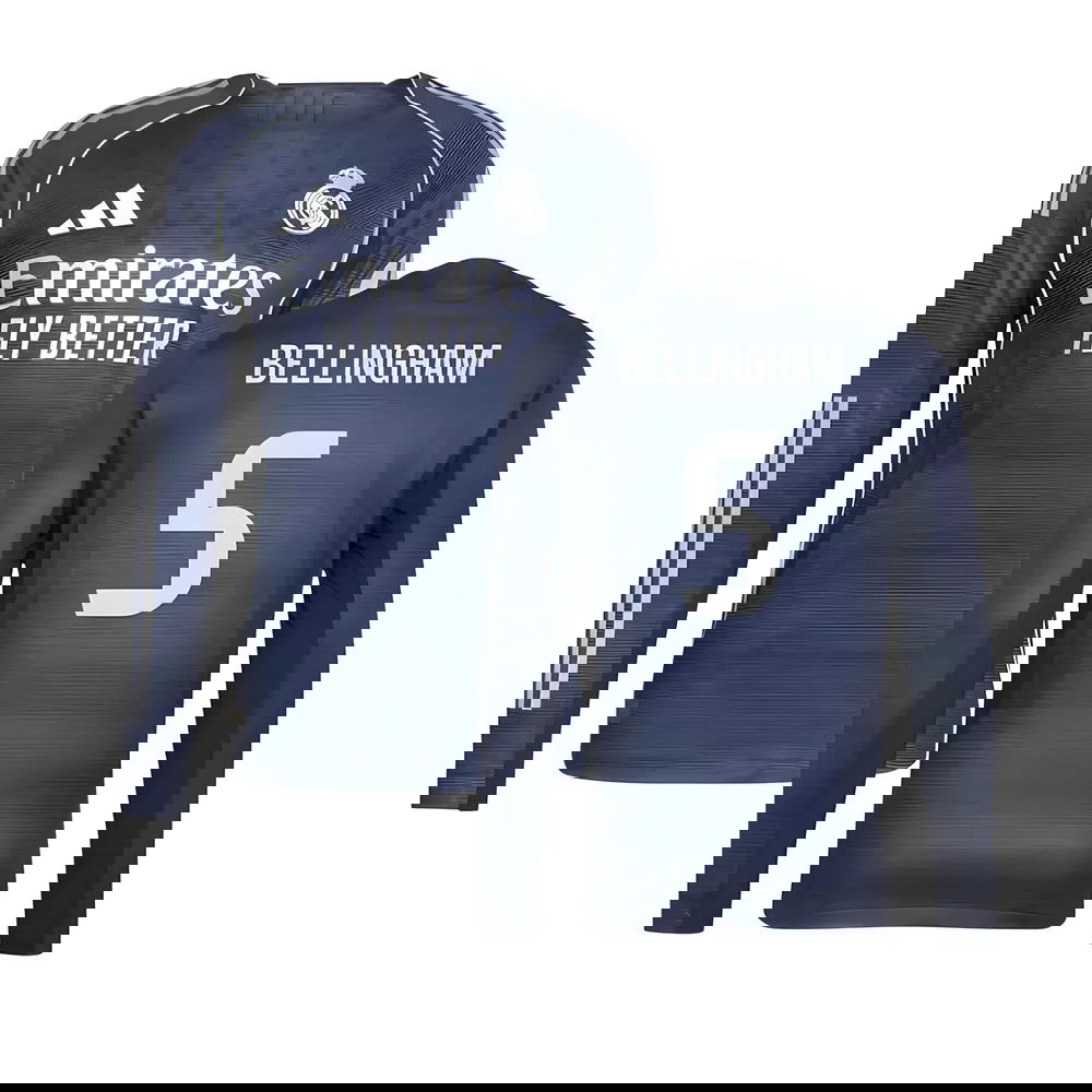 Jalkapallo Pelipaidat FC Real Madrid Pitkähihainen BELLINGHAM #5 Vieras Peliasu 2025-2026