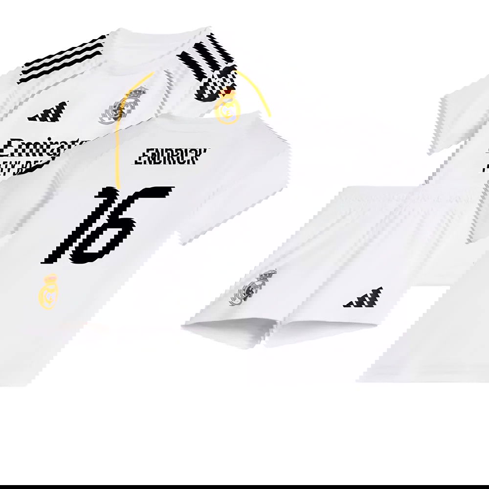 Jalkapallo Pelipaidat FC Real Madrid Lasten ENDRICK #16 Koti Peliasu 2025-2026