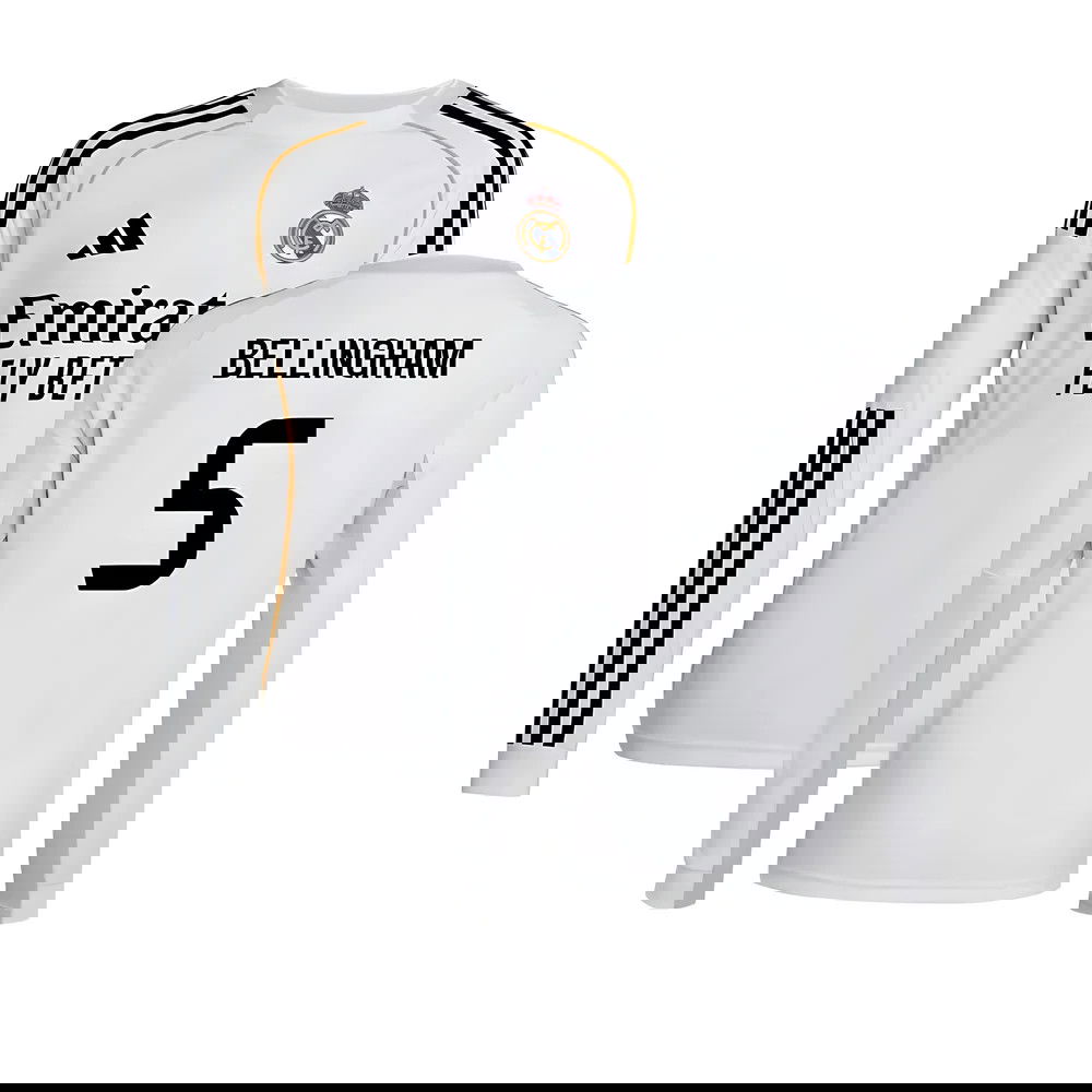 Jalkapallo Pelipaidat FC Real Madrid Pitkähihainen BELLINGHAM #5 Koti Peliasu 2025-2026