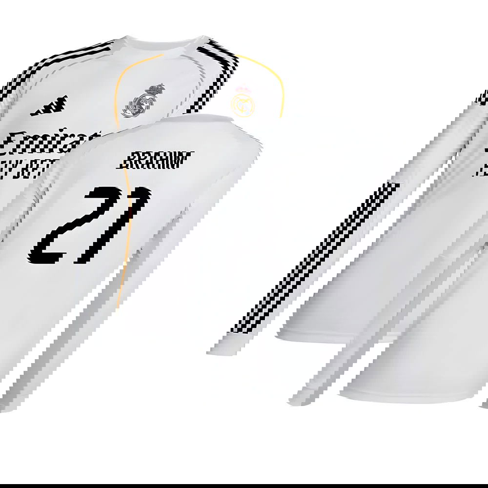 Jalkapallo Pelipaidat FC Real Madrid Pitkähihainen BRAHIM #21 Koti Peliasu 2025-2026