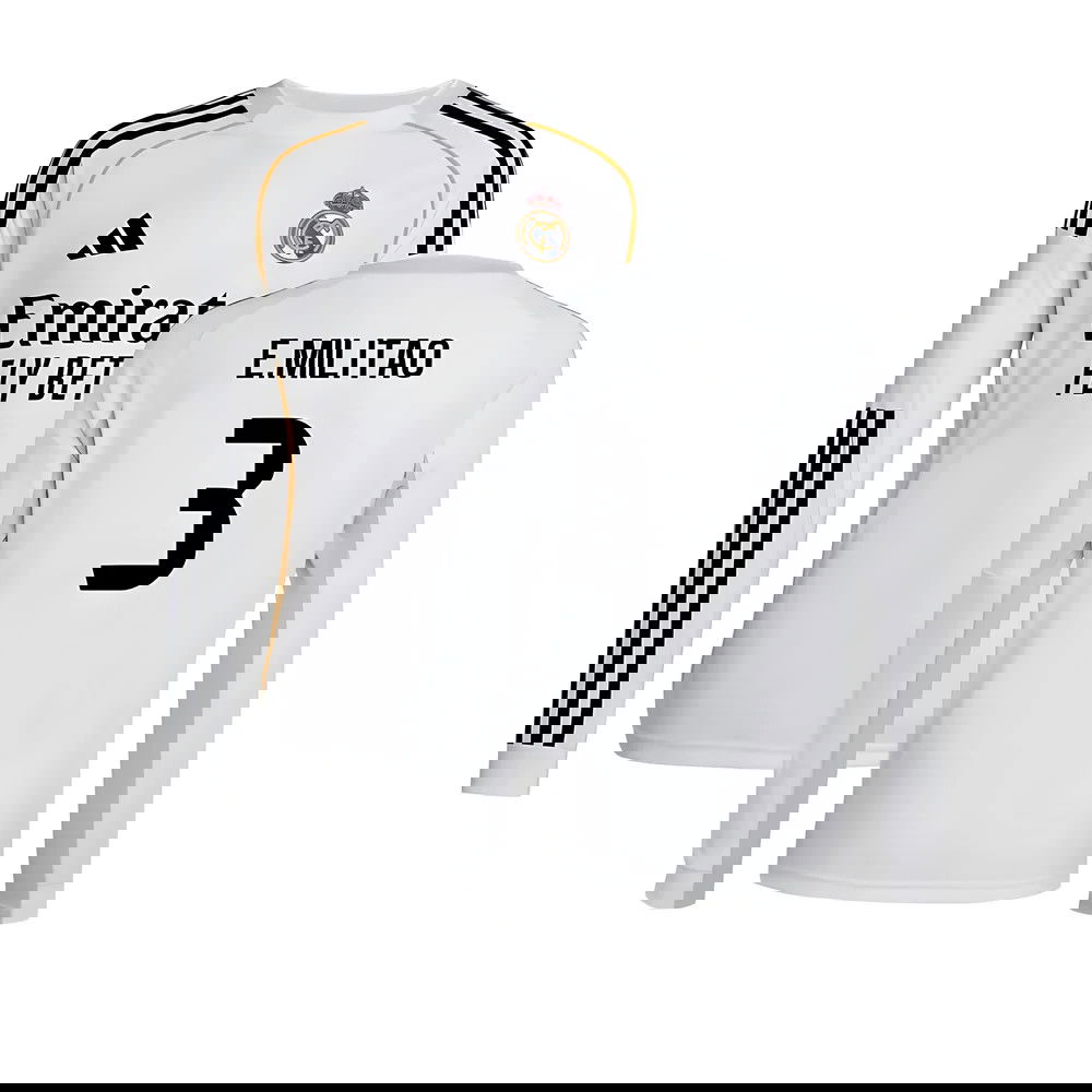 Jalkapallo Pelipaidat FC Real Madrid Pitkähihainen EMILITAO #3 Koti Peliasu 2025-2026