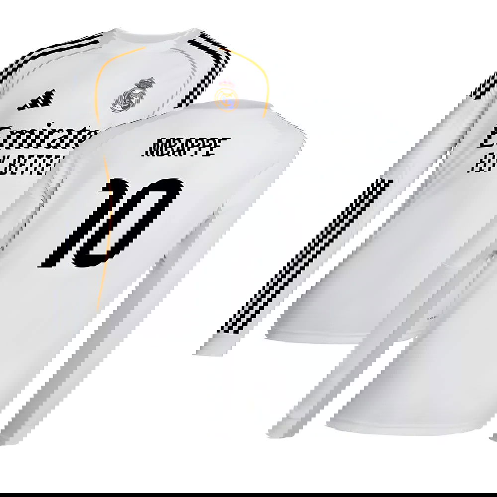 Jalkapallo Pelipaidat FC Real Madrid Pitkähihainen MBAPPE #10 Koti Peliasu 2025-2026