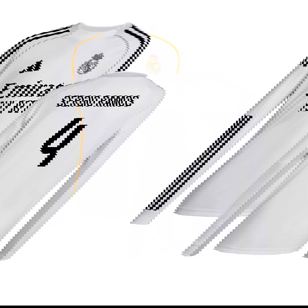 Jalkapallo Pelipaidat FC Real Madrid Pitkähihainen SERGIO RAMOS #4 Koti Peliasu 2025-2026