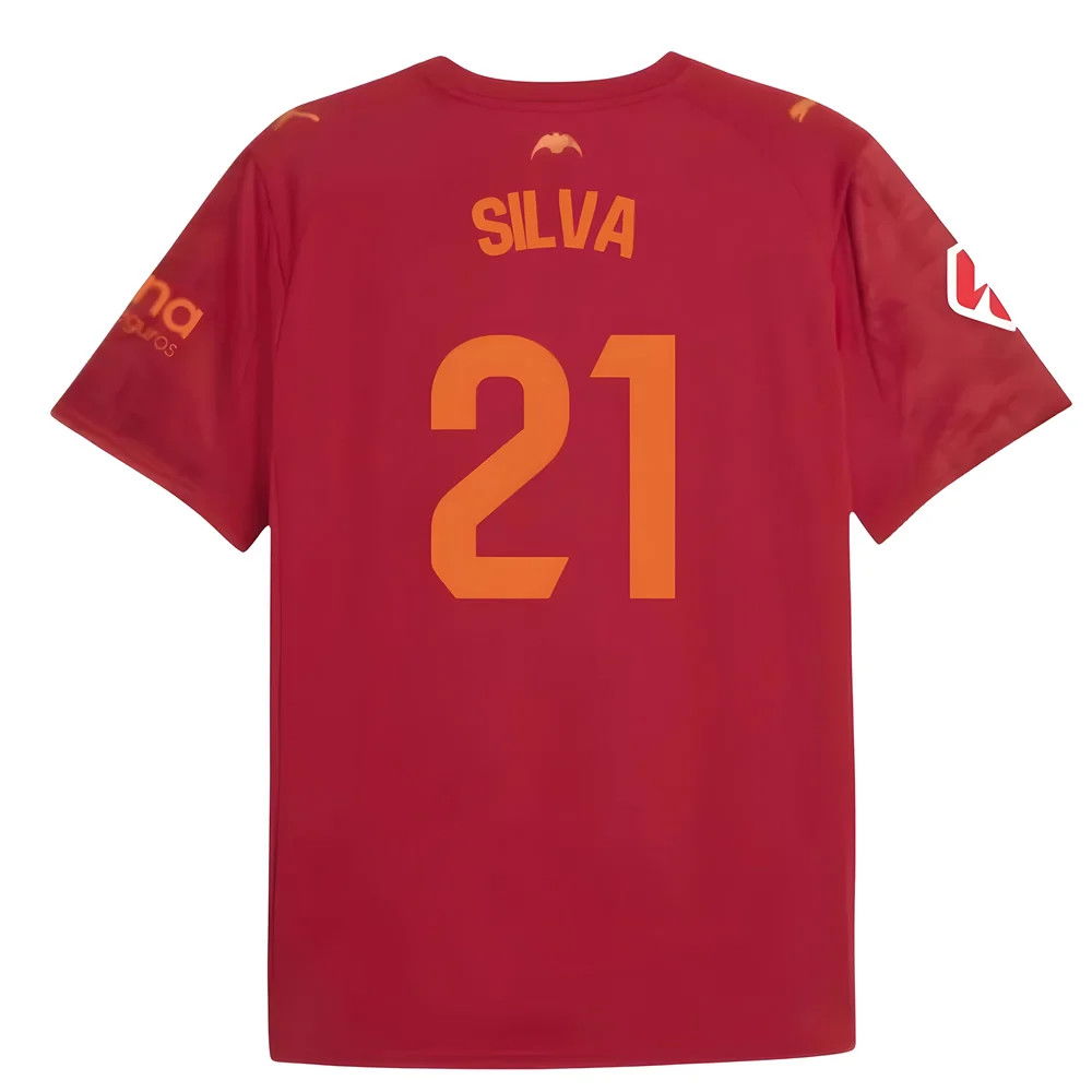 Jalkapallo Pelipaidat Valencia SILVA #21 Vieras Peliasu 2025-2026